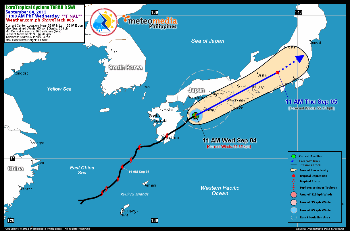 Bushman's Typhoon Blog XT TORAJI (15W) Final Update