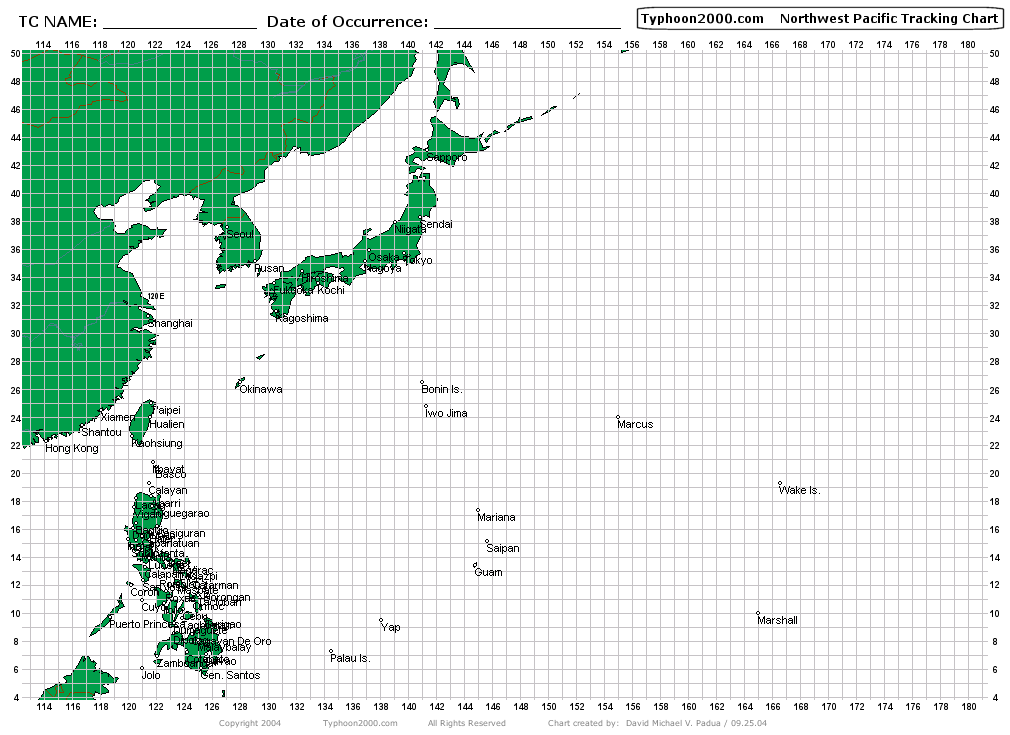 Pacific Hurricane Tracking Chart